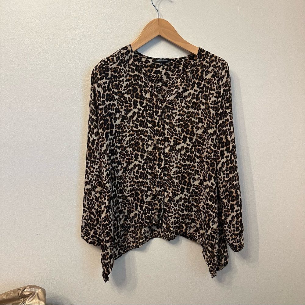 Notations Animal Print Blouse - Black and Brown